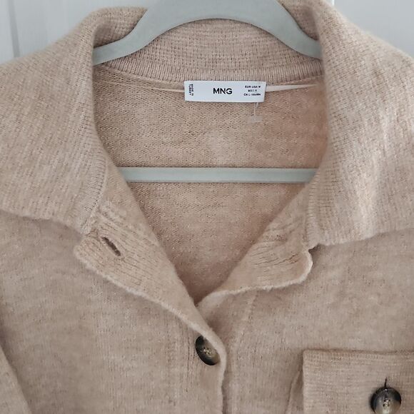 Mango oversized super soft tan sweater/shacket - Picture 2 of 3